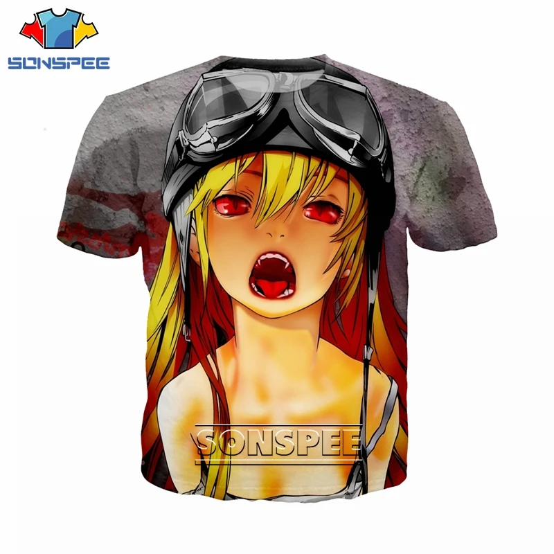 SONSPEE 3D Летняя мужская футболка с аниме для фитнеса забавная Bakemonogatari Harajuku крутая