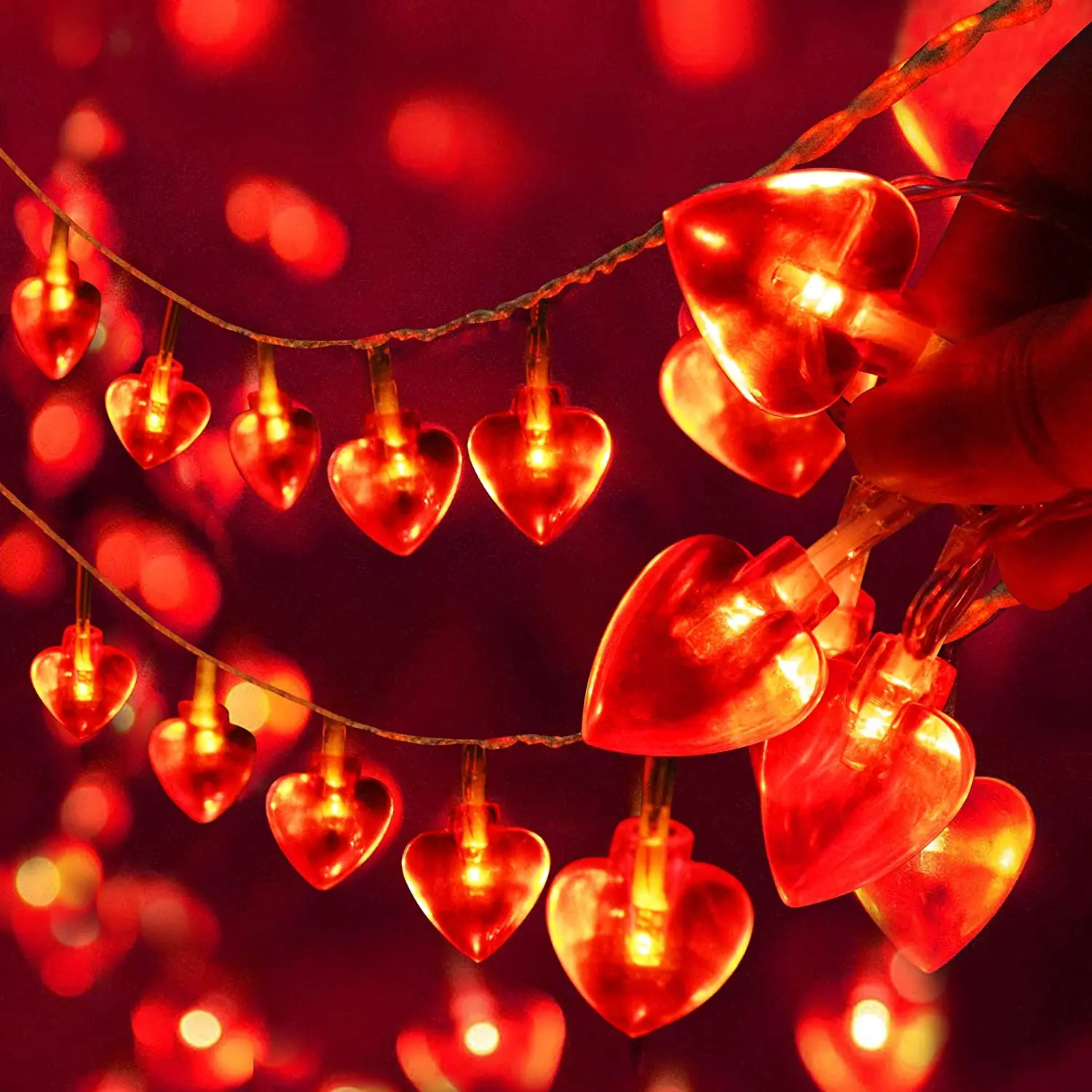 

Heart Shaped 40 Leds Red Led String Supplies Valentine's Day Led String Lights Decoration For Party Holiday Wedding Garland