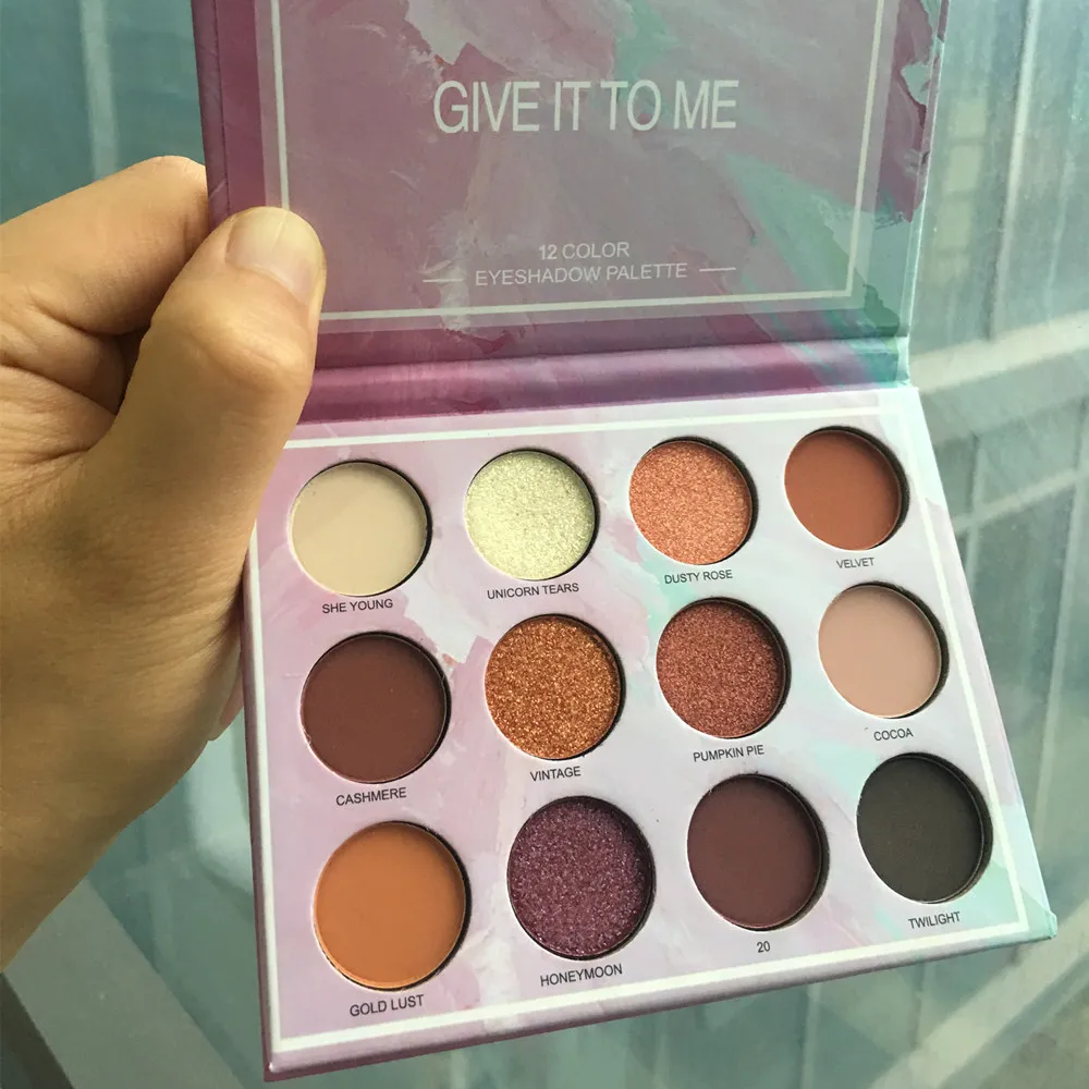 Палитра теней для век 12 цветов блестящие тени матовые зеркальные стойкие легкие