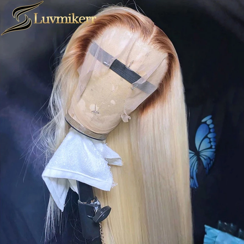 Парик коричневый прямой блонд с эффектом омбре 13x5 парик из человеческих волос HD