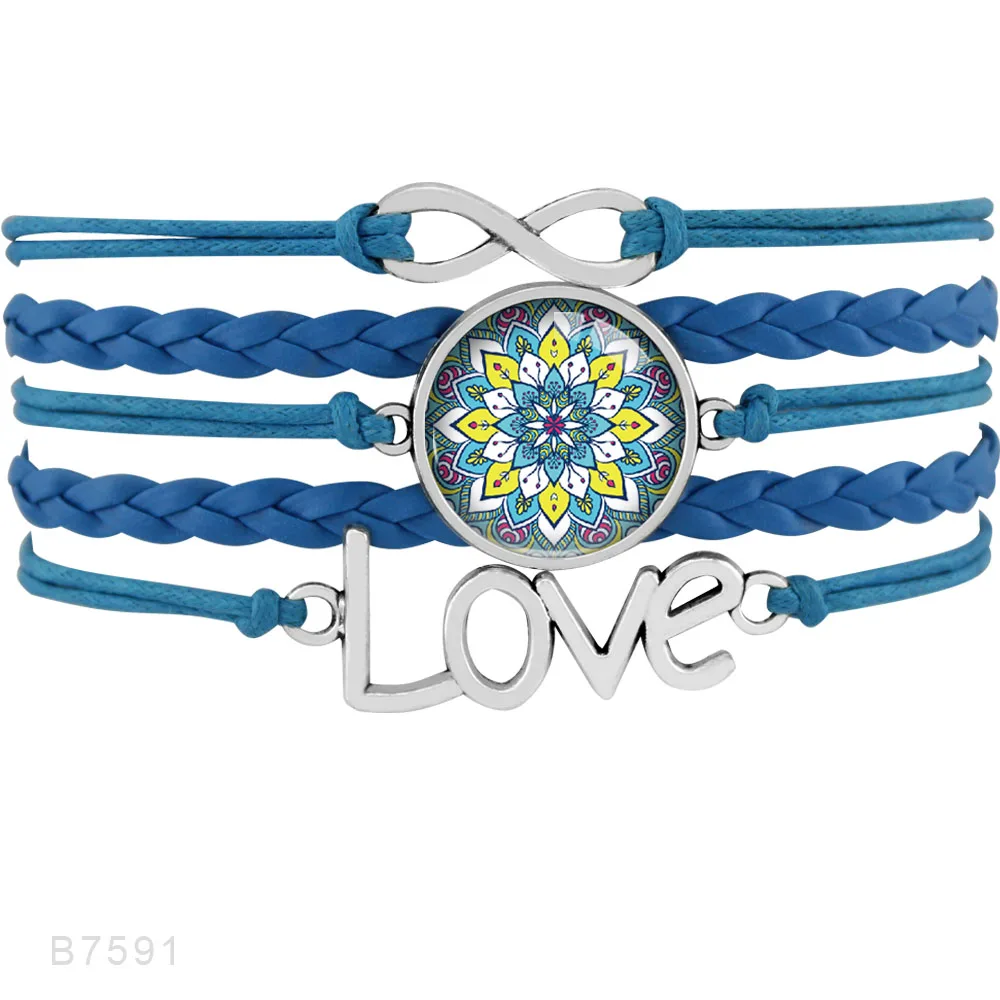 Мода Йога Ом медитировать для йоги, для медитации Lotus ohm asana семь чакр браслеты для йоги для женщин - Окраска металла: B7591