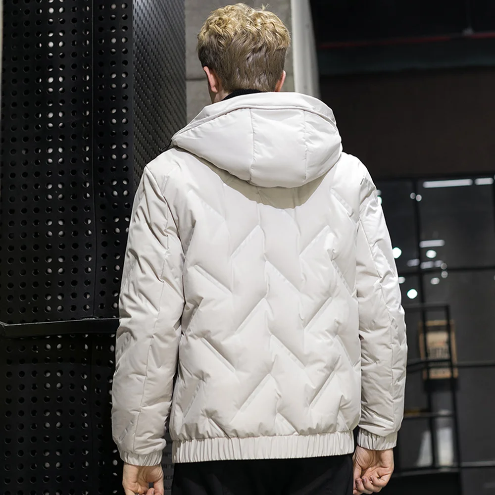 Covrlge Trend New Hooded Simple Fashion 80 Fleece Jacket Men's Warm Down Jacket Men Hooded Collar Coat Men US Size MWY033