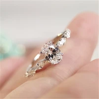 exquisite fashion white gold pigeon egg shape moissanite ring for women simple luxury engagement wedding jewelry