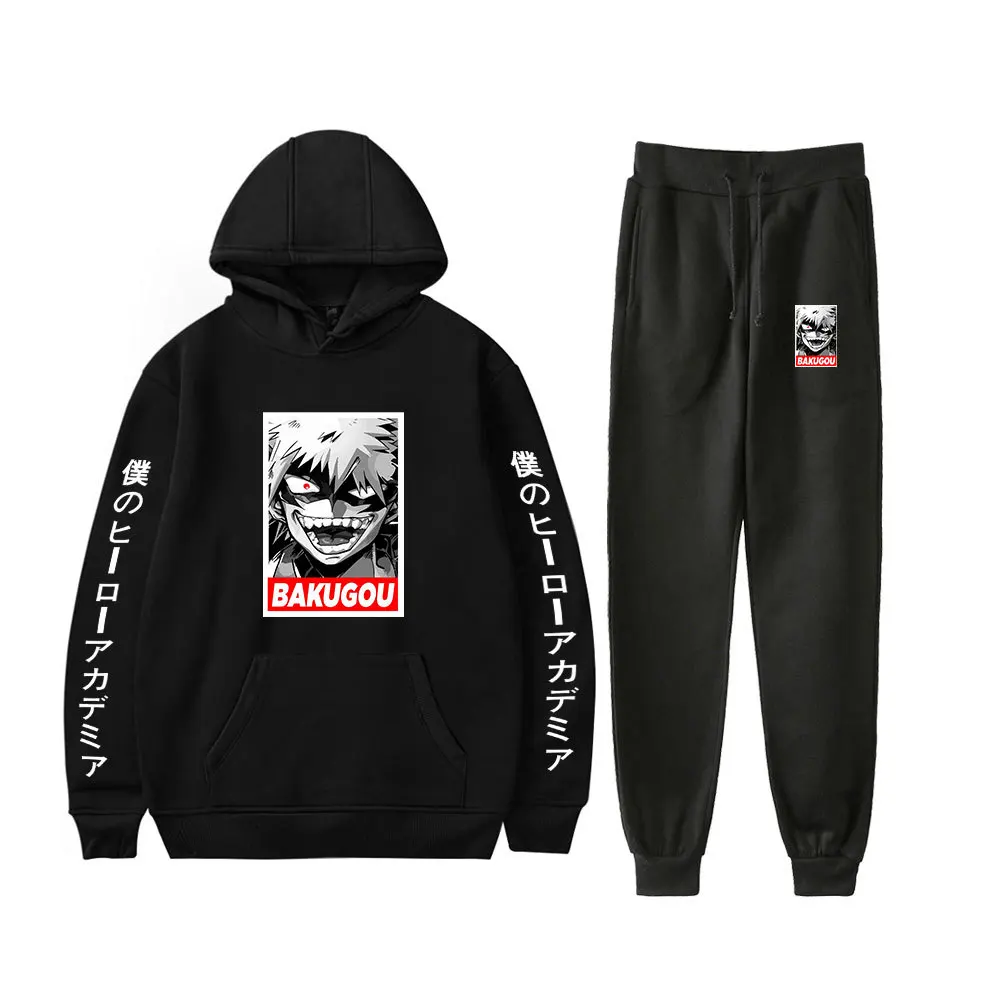 

Japan Anime My Hero Academia Men's Sportswear Sets Casual Tracksuit Two Piece Set Top and Pants Sweat Suit Male Sporting Suits