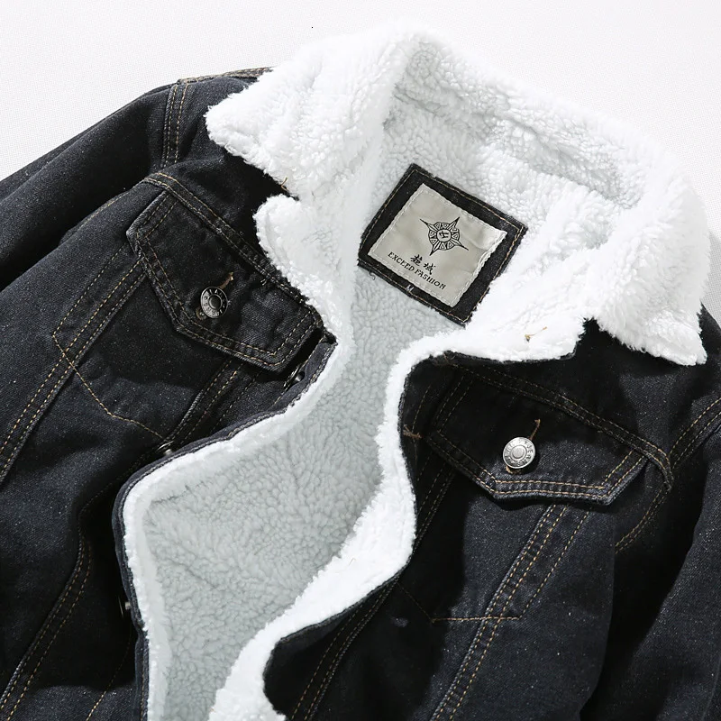 

2019 Fashion Winter Men Hiking Jacket Coat Warm Fleece Denim Hiking Jacket Fashion Mens Jean Hiking Jackets Outwear Male Cowboy