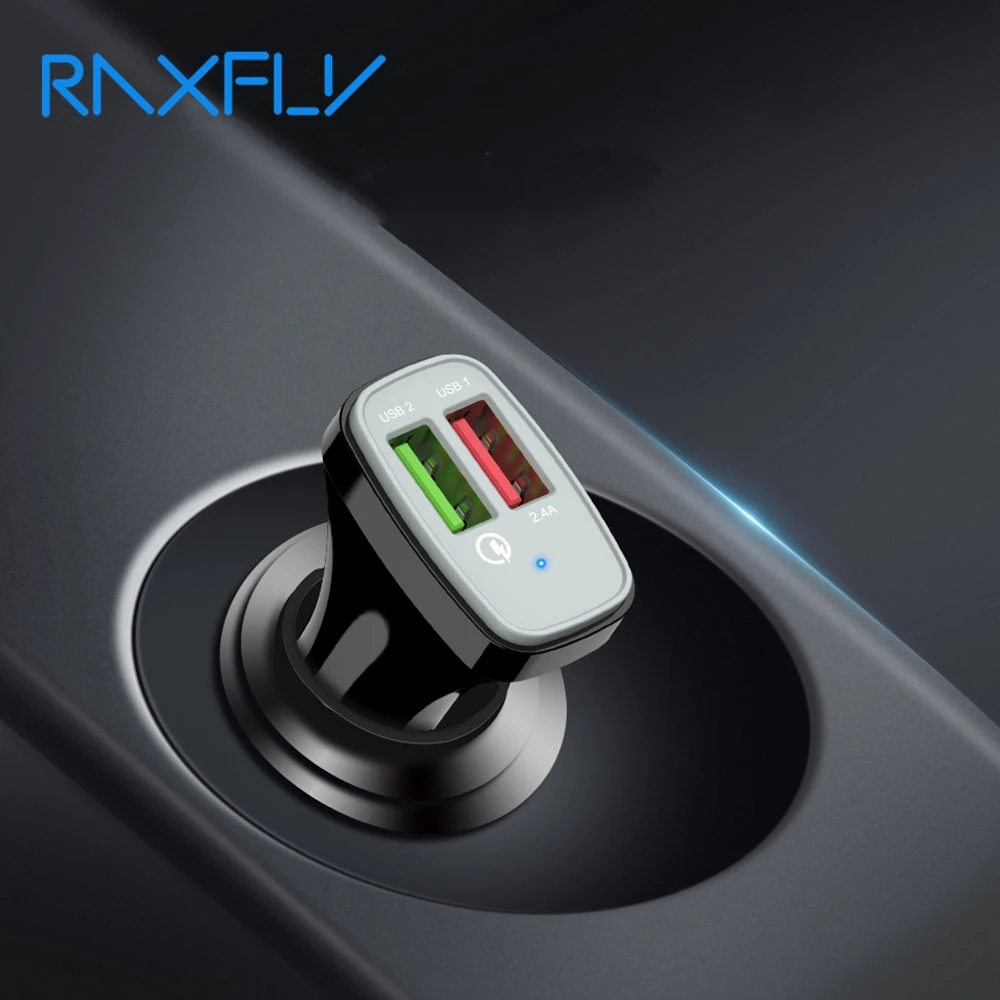 Автомобильное зарядное устройство RAXFLY с двумя USB-портами, 30 Вт