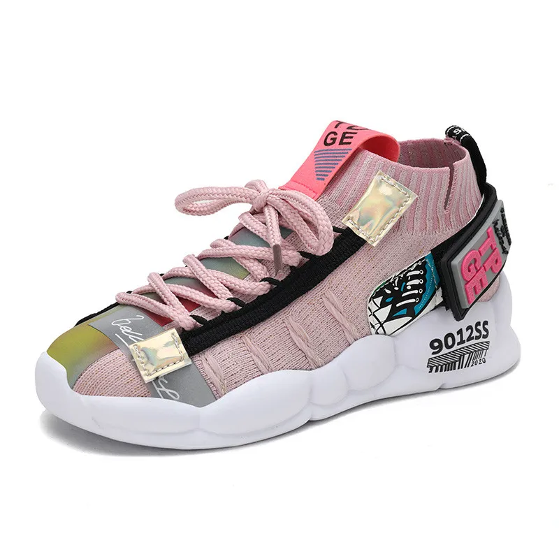 1026 pink PINSEN/ новые осенние кроссовки для девочек; детская обувь для мальчиков; модная повседневная детская обувь для девочек; спортивная детская обувь для бега - Цвет: 1026 pink