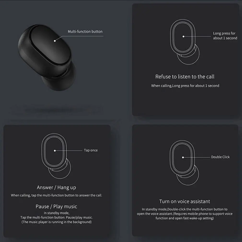 TWS наушники Xiaomi Redmi Airdots 2 с поддержкой Bluetooth 5 0 и ИИ управлением|Наушники гарнитуры|