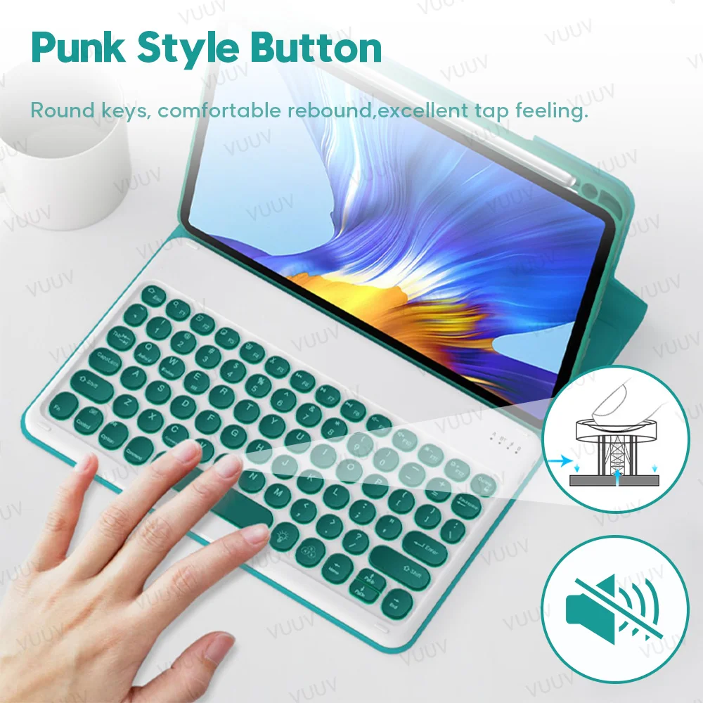 round keyboard for tablet phone spanish russian portuguese android ios wireless bluetooth compatible tablet keyboard for ipad free global shipping