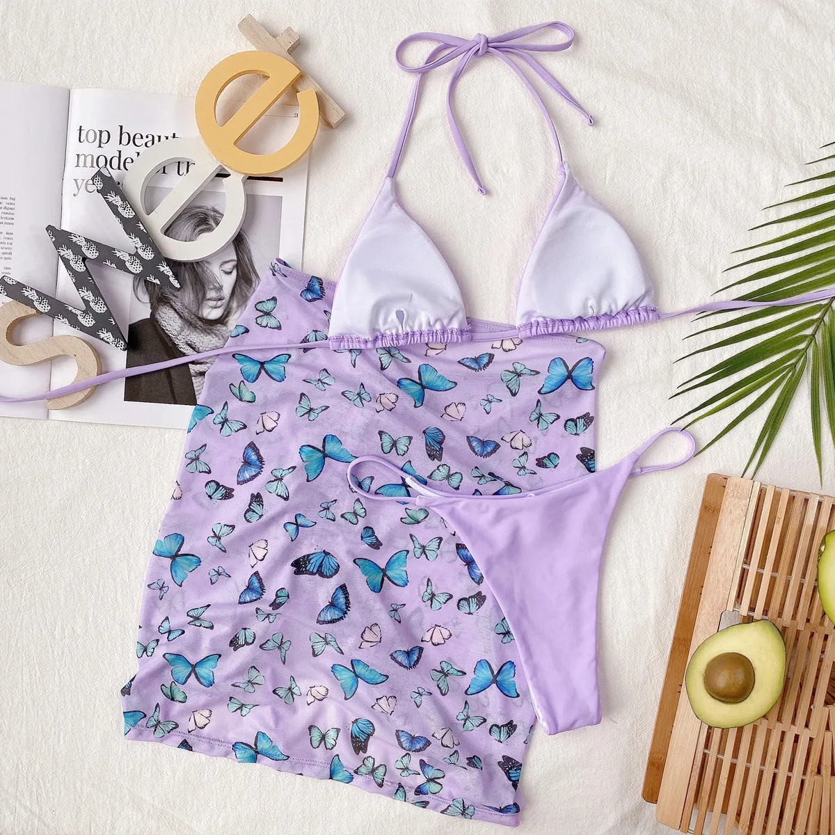 

2021 new swimsuit ladies swimsuit female high waist split swimsuit three-piece female