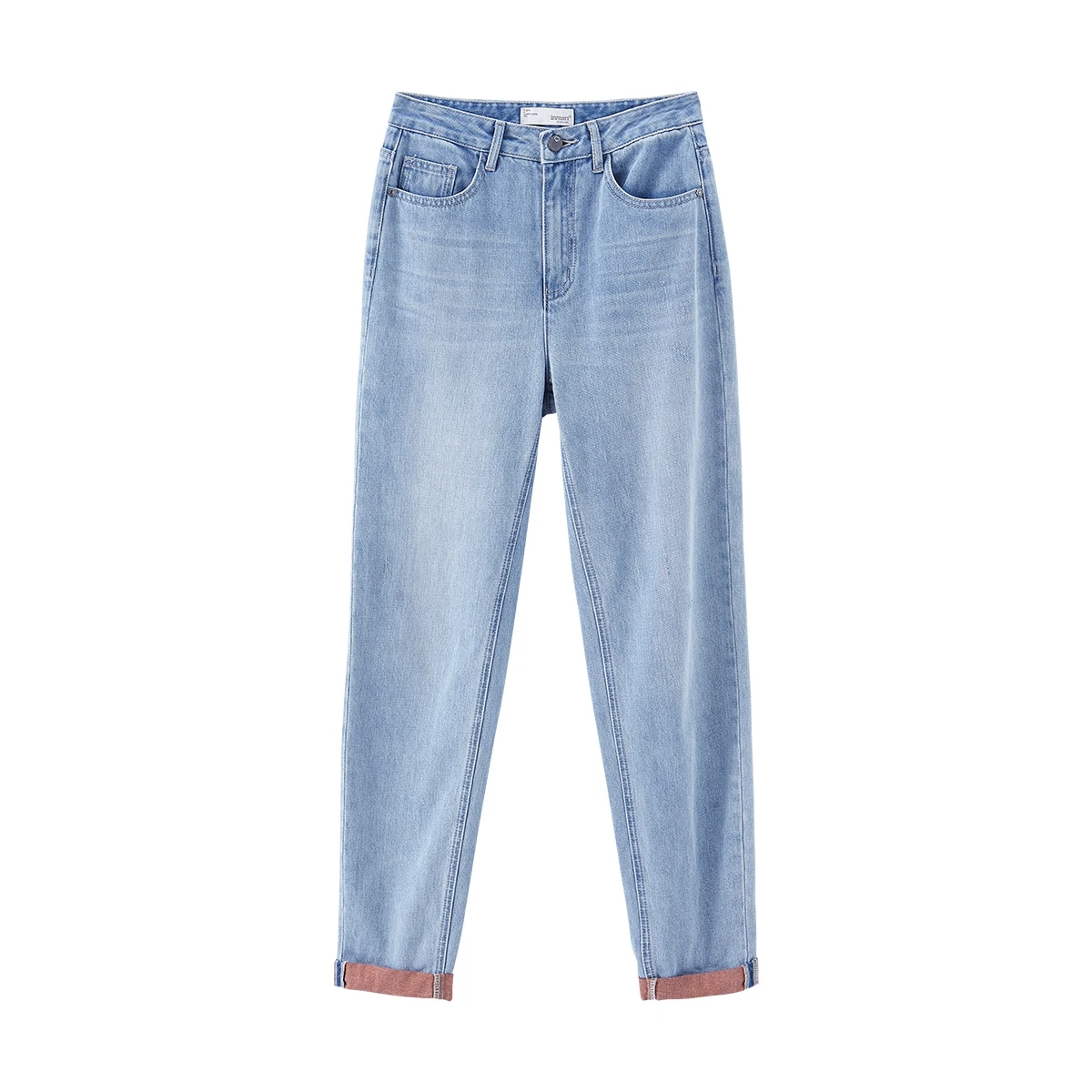 

INMAN Minimal Design Jeans Women Outside Color Painting Mid Waist Causal Women Denim Pant
