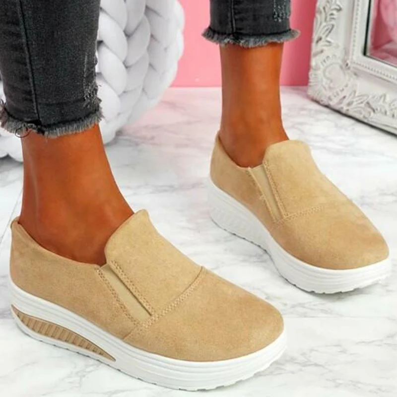 Flats Sneakers Women Shoes Slip On Platform Ladies Vulcanized Shoes Comfort Solid Color Tenis Feminino Loafers Mujer Zapatos New