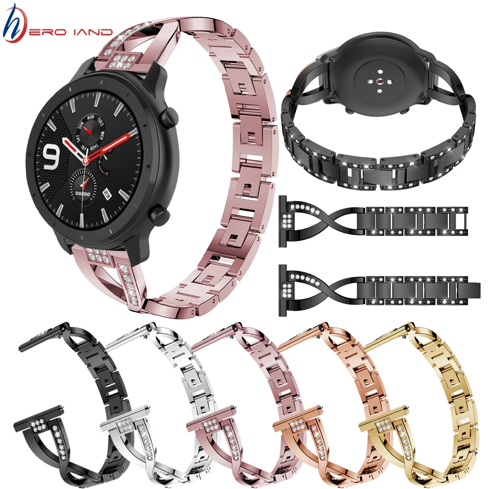 20 22 мм Металлический Стальной браслет для Huami Amazfit Pace Stratos 2 ремешок для AMAZFIT GTS GTR 42 мм 47 мм ремешок для часов gear S3 S2 ремень
