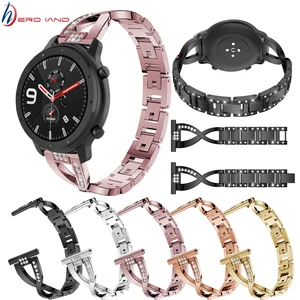 Металлический Стальной браслет для Huami Amazfit Pace Stratos 2, браслет для AMAZFIT GTS GTR 42 мм 47 мм, ремешок для Gear S3 S2, 20 22 мм