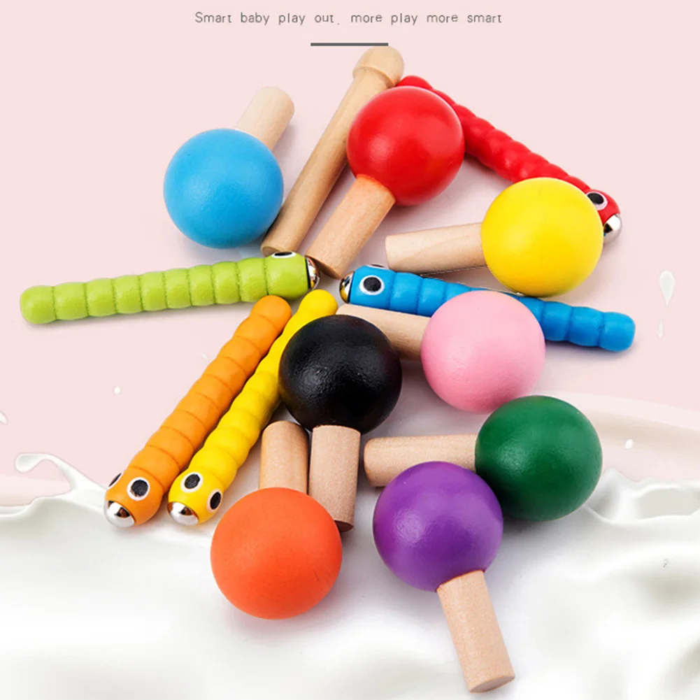 

Kids Educational Toys Mushroom Catch Worms Color Stick Wood Puzzle Game Toys Learning Educational Toys for Baby Children Gifts