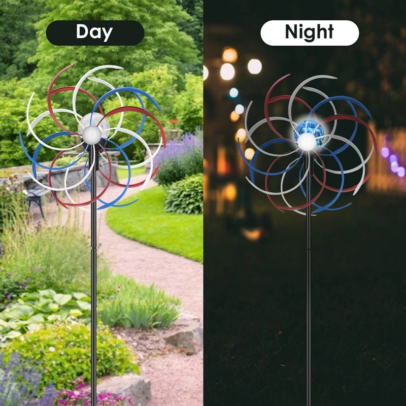 

LED Spinner Wind Windmill Solar Powered Automatic Windmill Waterproof for Garden Ornament Glass Ball-Outdoor Yard Lawn
