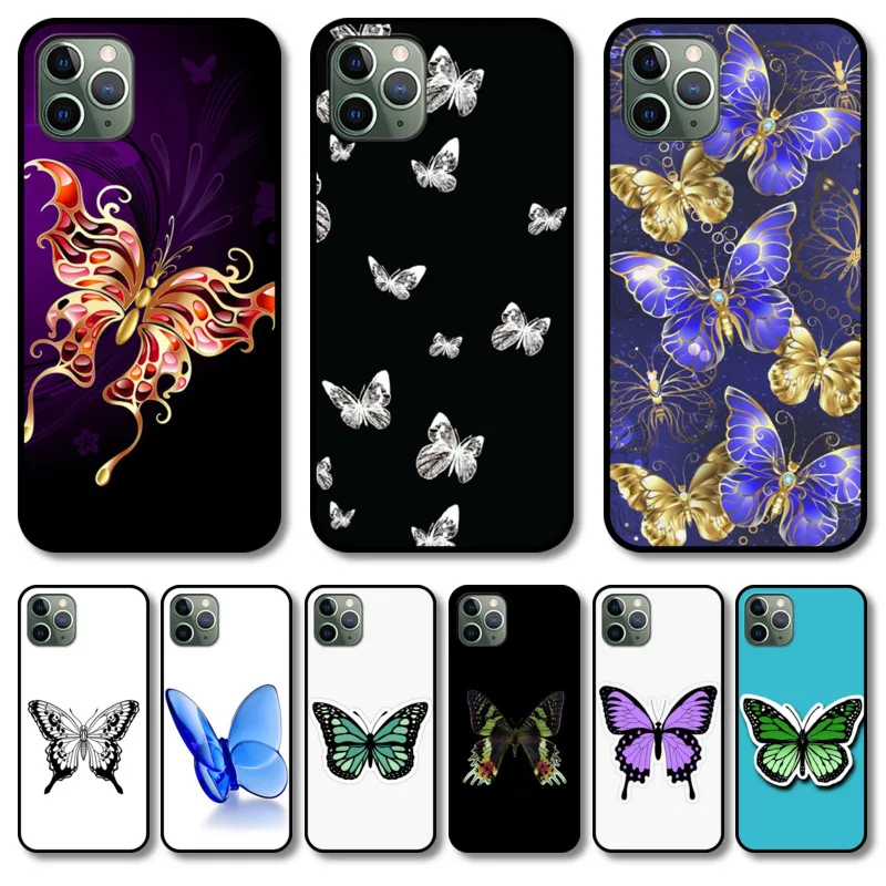 

lovely butterfly Phone Case cover For iphone 12 pro max 11 8 7 6 s XR PLUS X XS SE 2020 mini black cell shell