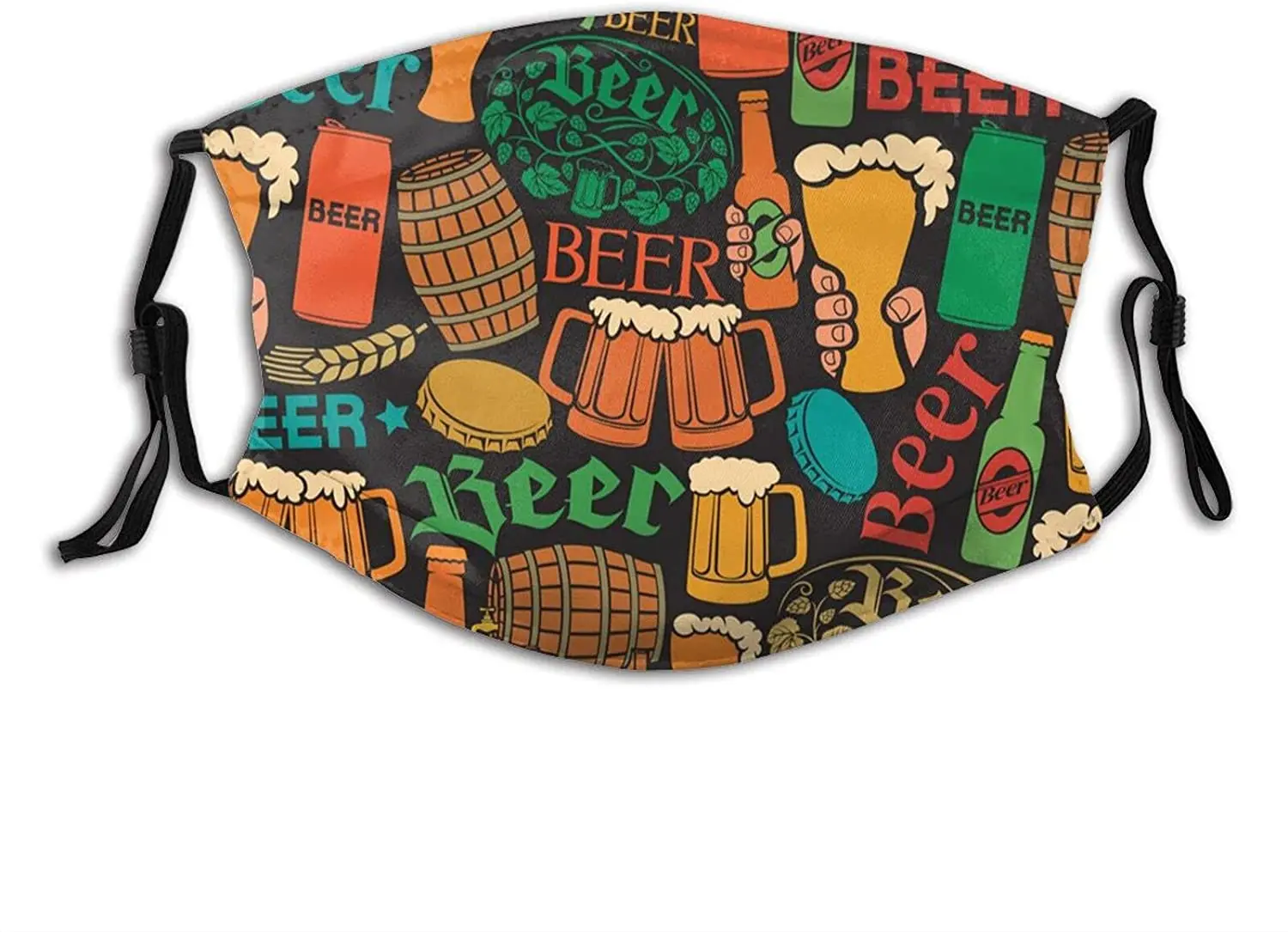 

Beer Color Face Mask Reusable & Adjustable Fashion Unisex,Outdoor Earloops Bandana With 2 Pcs Filters