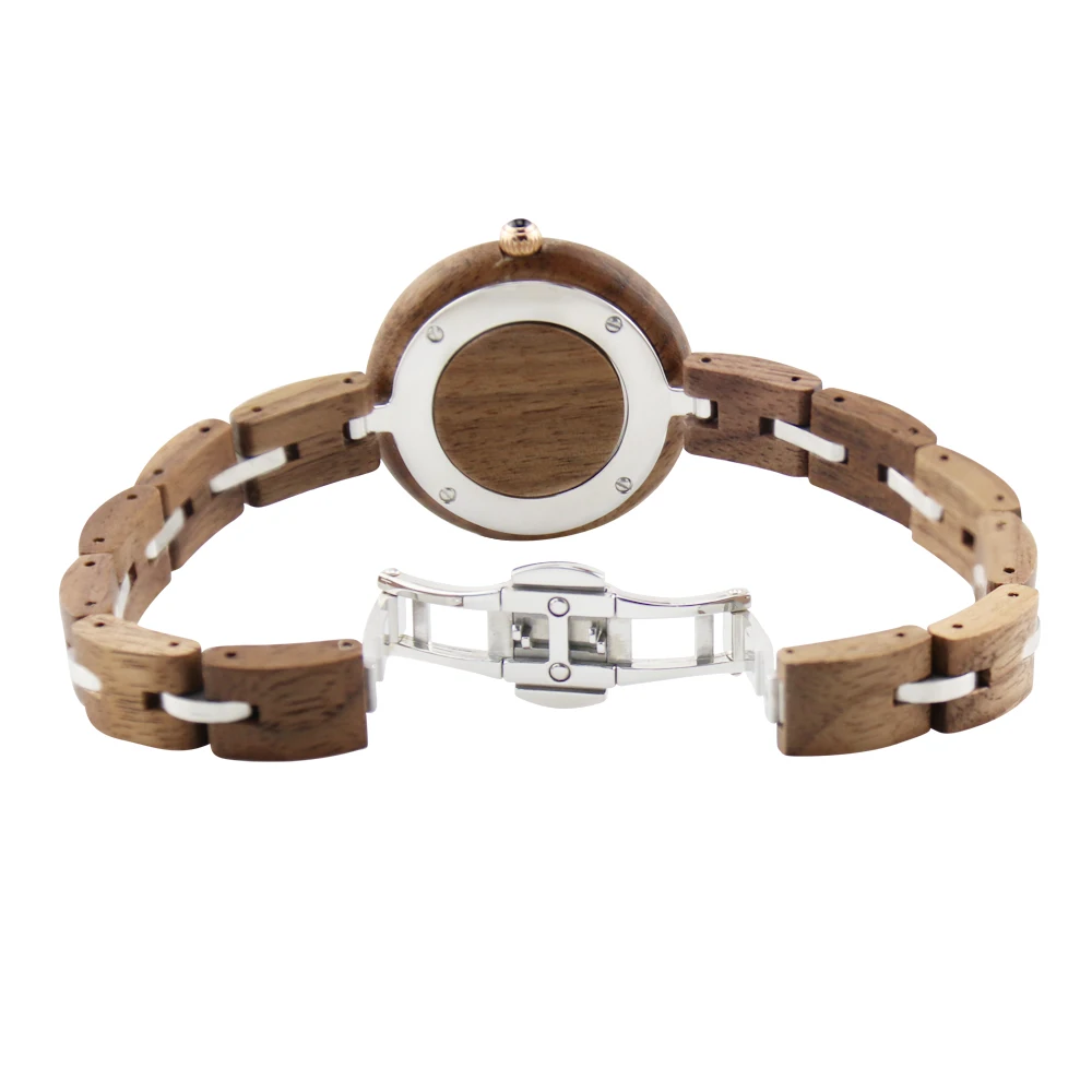 צמידים לנשים NEW Women Watch Steel + Wood Strap waterproof  luxurious Quartz Watch Watch Wood Ladies Watch  relogio
