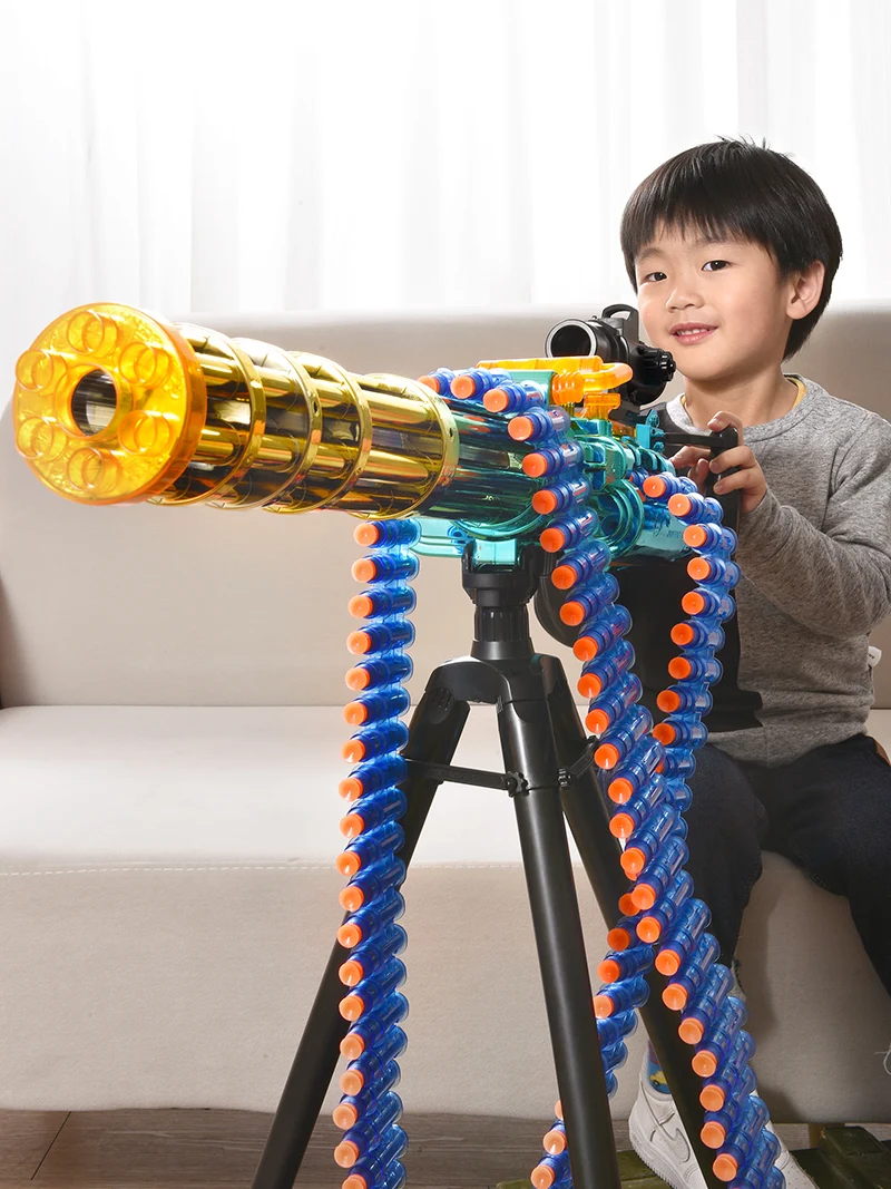 

Gatling-pistola eléctrica de juguete de fuego continuo para niños, pistola de simulación de disparo, bomba suave, pistola pesada