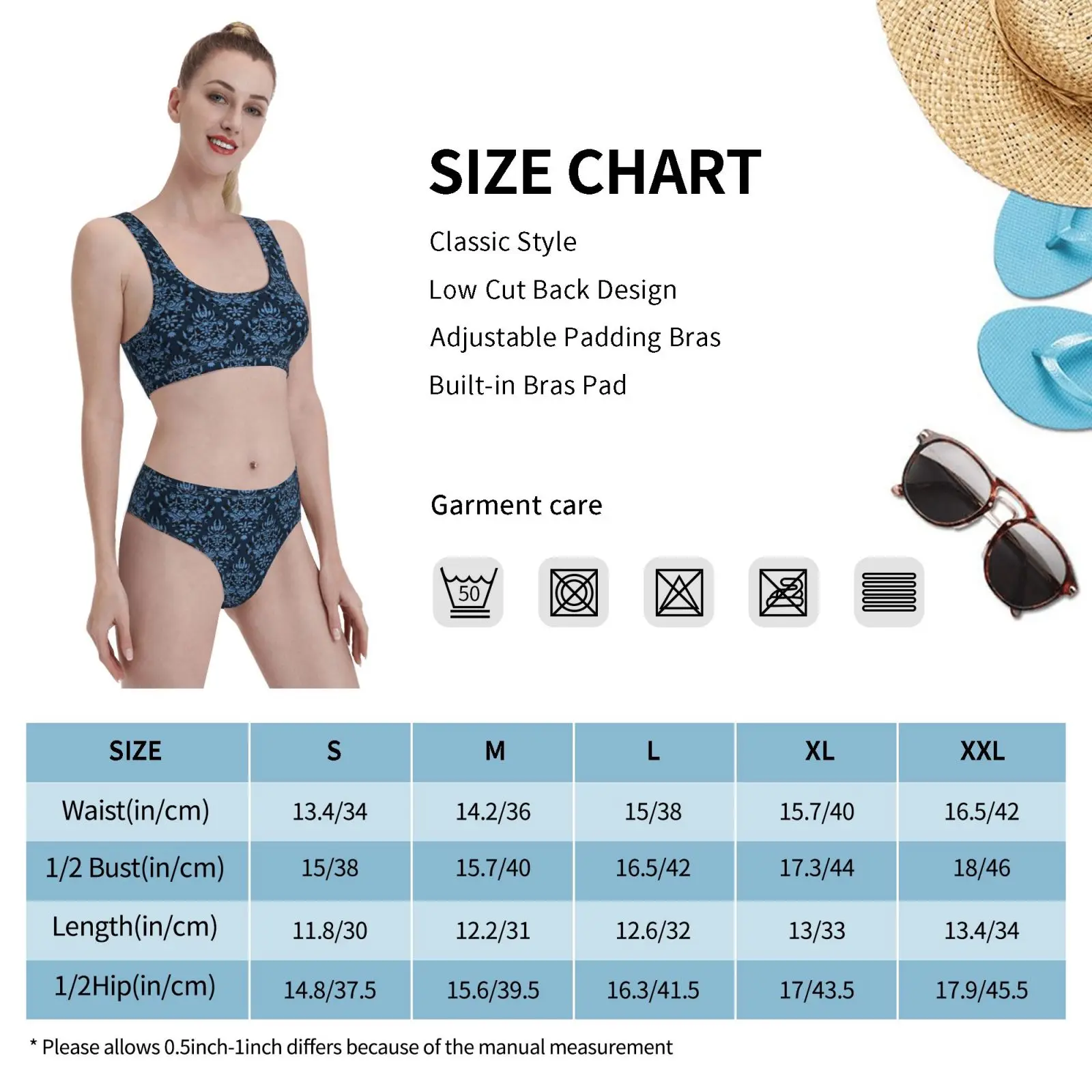 

Decoration Swimsuit one piece Bikini Padded Water Colour Watercolor Dark Floral Roses Romantic Vintage Leaves