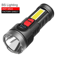 free shipping usb rechargeable mini flashlight led four core 18650 battery small portable torch lantern 6 with cob side light
