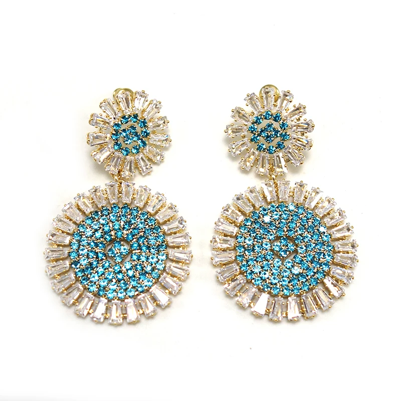 

BIG FASHION Luxury Round Nigerian Drop Earrings For Women Wedding African Bridal Earrings boucle d'oreille femme