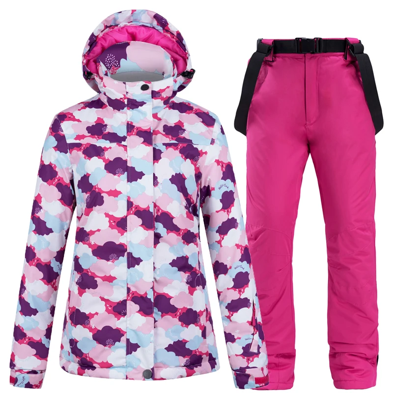 

Winter Skiing Suit Women Snowboard Clothing Trouser Windproof Waterproof Skiing Jacket Pant Super Warm Hooded Winter Sport Wear