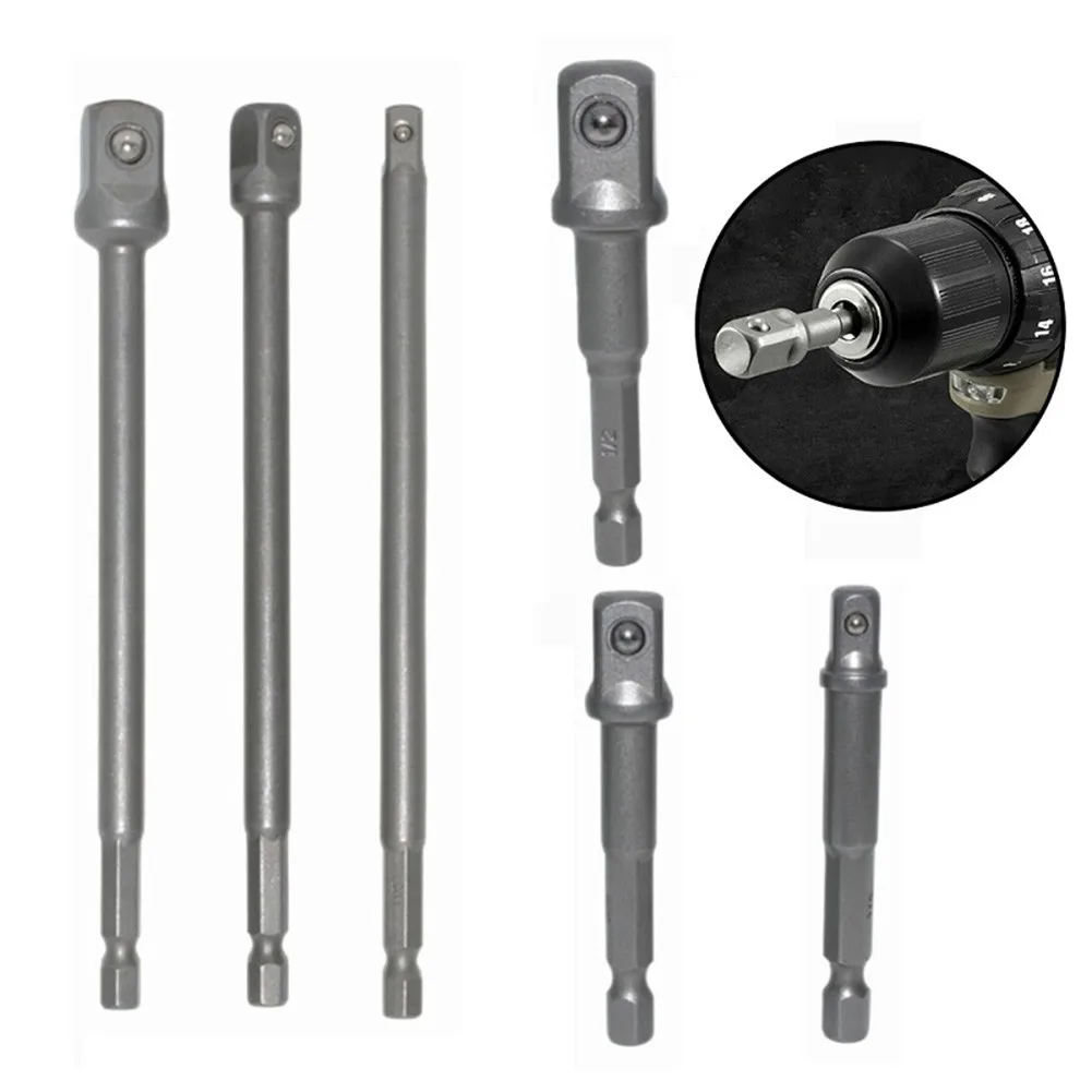 

6pcs 150mm 65-73mm Socket Adapters Hex Shank Wrench Drive Power Extension Drill Bit 1/4 Socket Adapter Holder