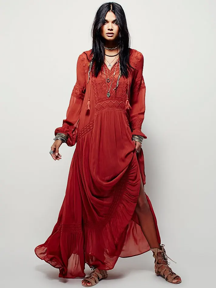 

Plus size UK 2020 Summer Autumn Ladies Long sleeve Linen dress Ethnic Embroidery Hippie Boho People Maxi Robe Long dress Vestido