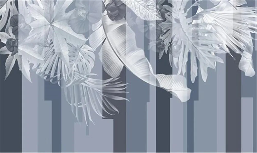 

milofi custom wallpaper mural 3D hand-painted Nordic tropical plant leaf vertical strip modern background wall mural