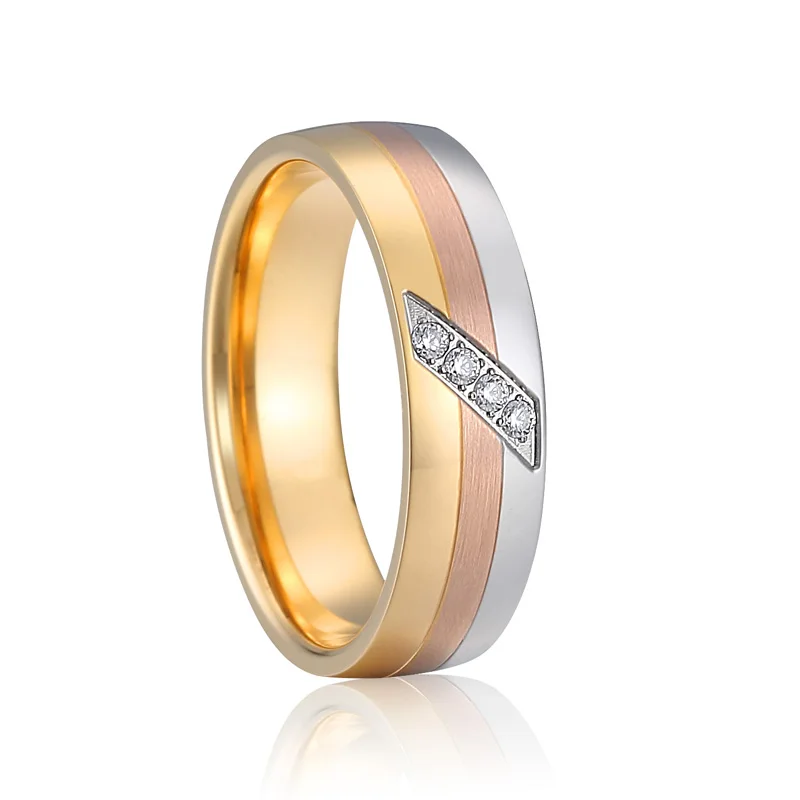 

Комплект обручальных колец для женщин, ювелирные украшения с покрытием из розового золота 14 к, для влюбленных, парных обручальных колец для ...