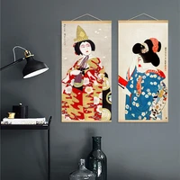 japanese ukiyoe for canvas posters and prints decoration with solid wood hanging scroll wall art home decor