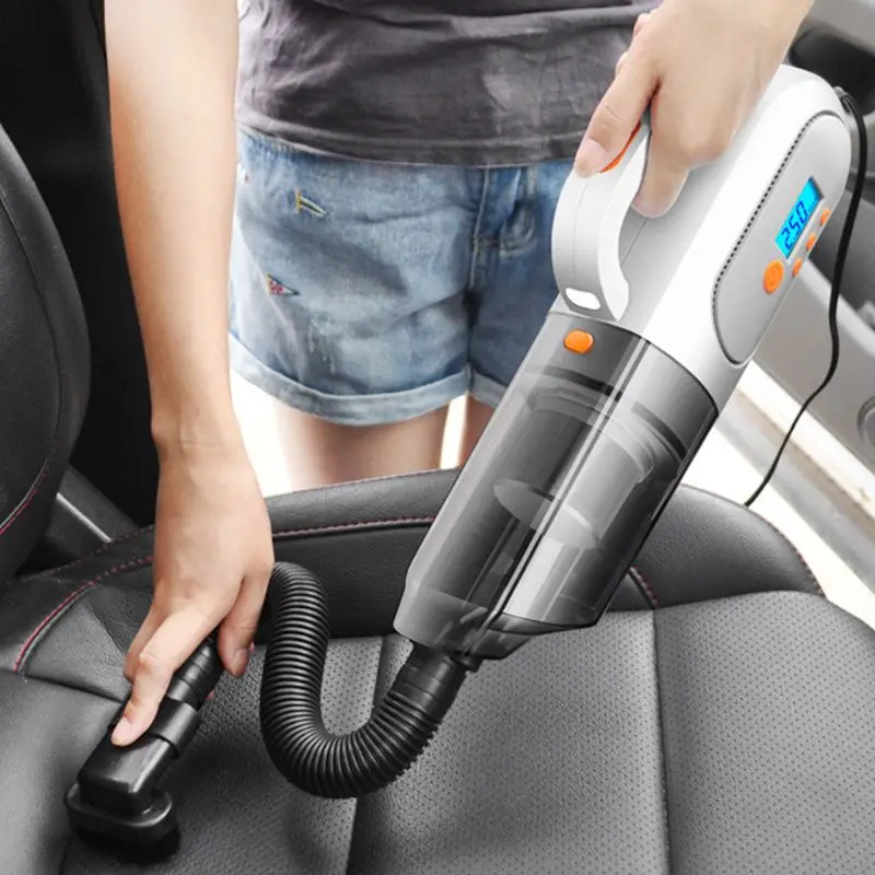 

Multifunctional Vehicle-mounted Vacuum Cleaner with Air Pump Tire Pressure Monitoring Lighting Portable Car Vacuum