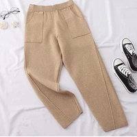 winter knitted jogging pants women thicken warm high waist casual sweatwear sweaters ankle length pants koreand loose trousers