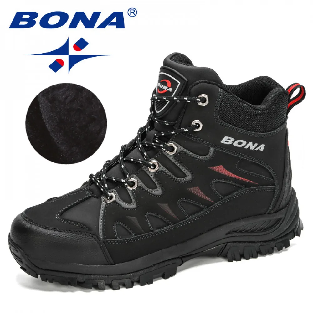 BONA 2020 New Designers Nubuck Mountain Climbing Shoes Men Plush Quality Outdoor Trekking Shoes Man Sneakers Hunting Boots Comfy