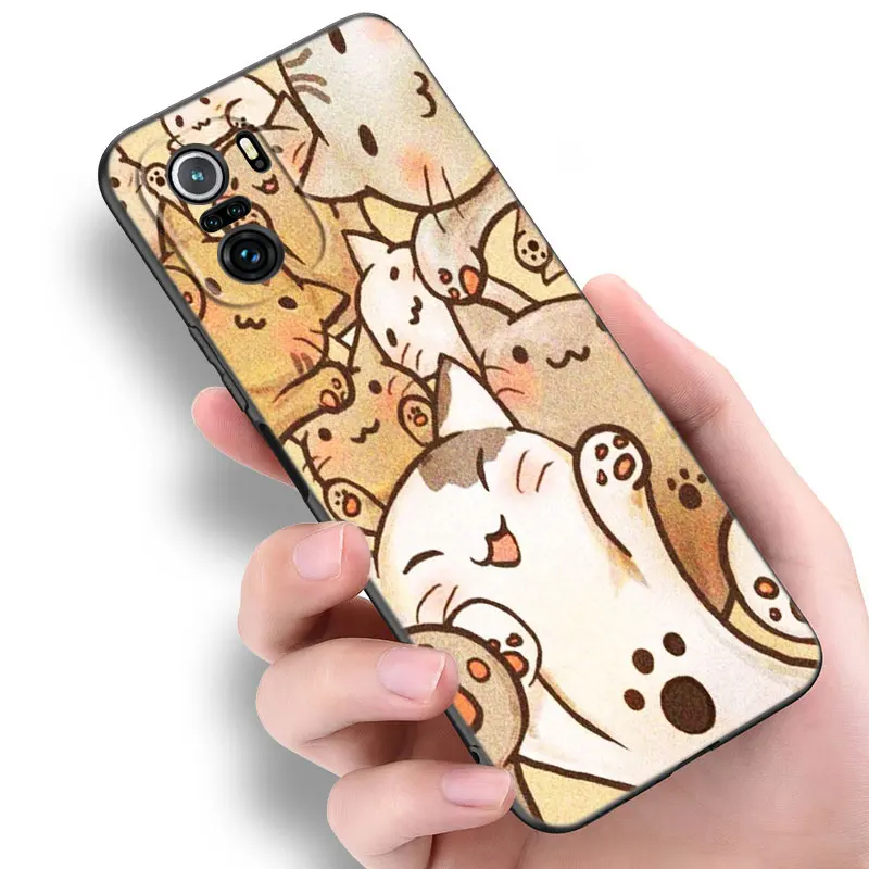 cute kawaii cat phone case for xiaomi mi redmi poco x3 nfc gt f3 m3 10t 11t 7 7a k20 k40 pro 11i a2 11 lite civi black cover free global shipping
