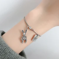 s925 silver fashion rabbit original designer jewelry friendship bracelets womens accessories retro couple souvenirs and gifts