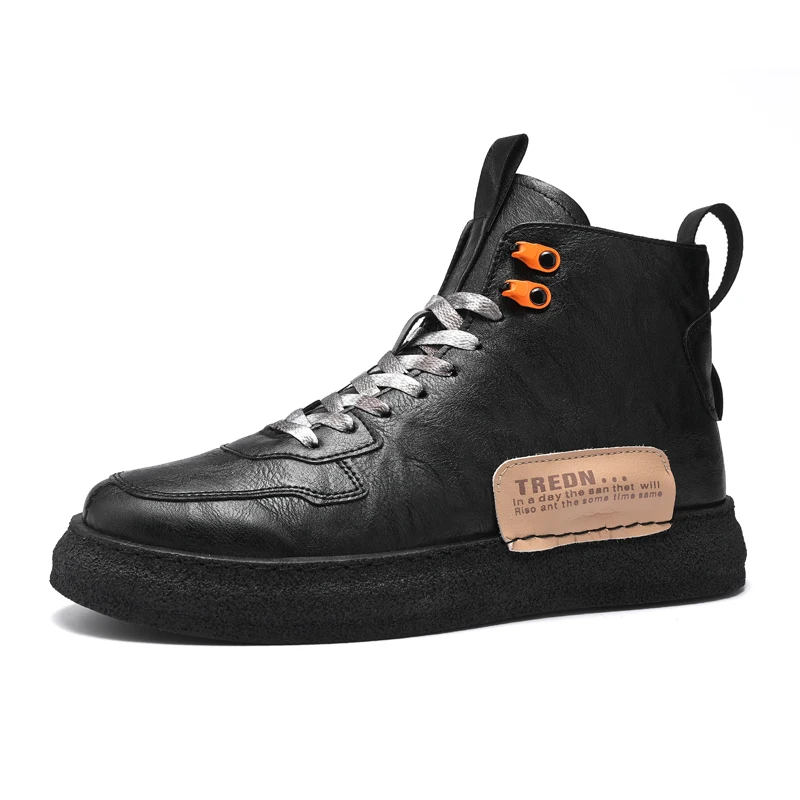 New Print Luxury Mens Shoes Casual Flats Red Black 2020 Autumn High Top Men Sneaker Fashion Lace-up Hip Hop PU Leather | Обувь