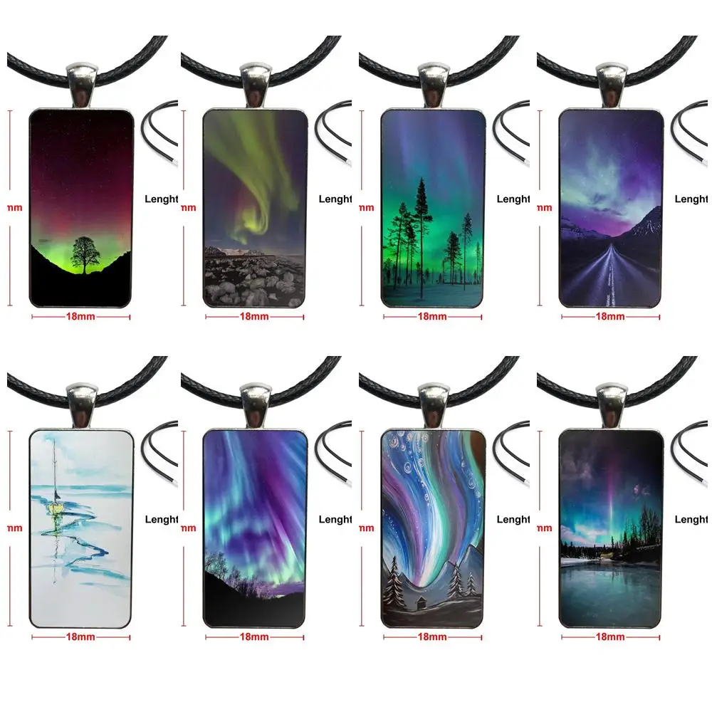 Аврора Borealis модные стеклянные кабошоны кулон ожерелье с женский Стальной