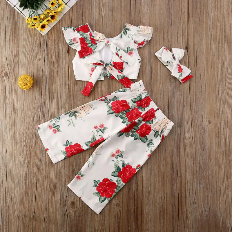 От 1 до 6 лет одежда для малышей детский девочек в цветочек короткий рукав с бантом
