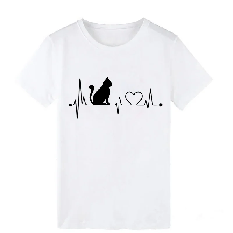 

T Shirt For Women T-shirts Cartoon Cat Funny Kiss Cute Fashion Short Sleeve Print Lady Womens Graphic Top Female Tee Shirt