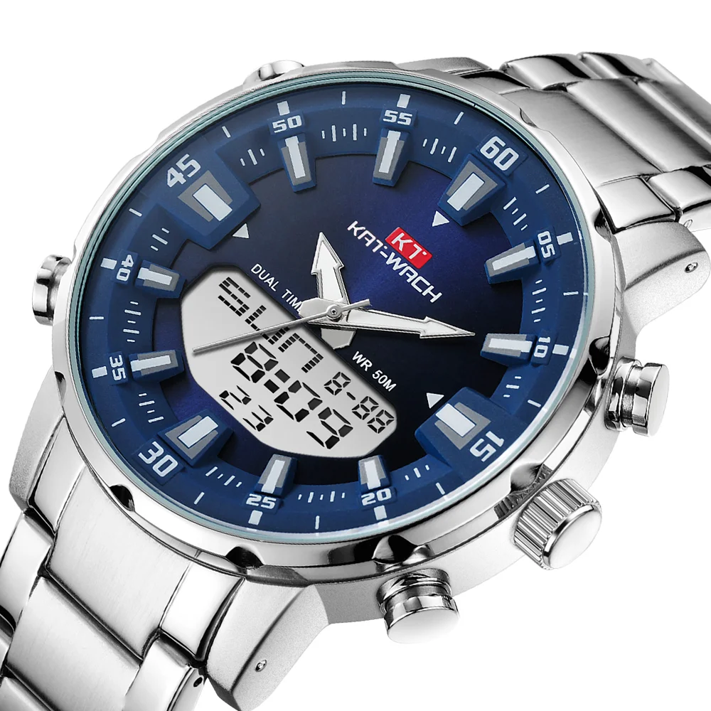 

KAT-WACH1815 Brand Men Watch Sports Digital Watches Men Waterproof Steel Military Quartz Watch For Wristwatch Relogio Masculino