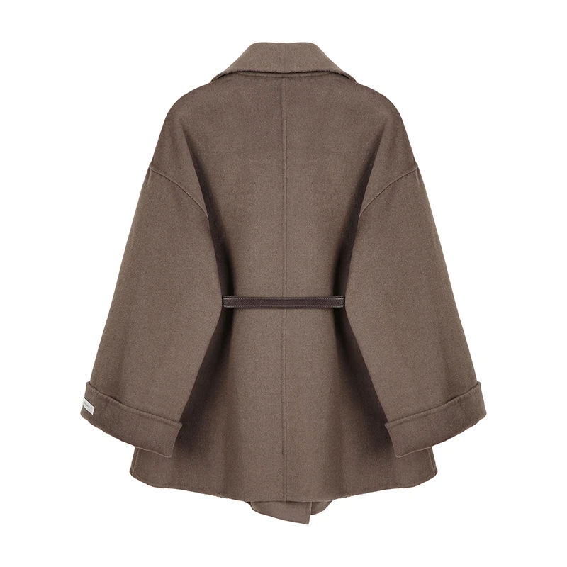 Двухстороннее шерстяное пальто женское осенне-зимнее Новое приталенное