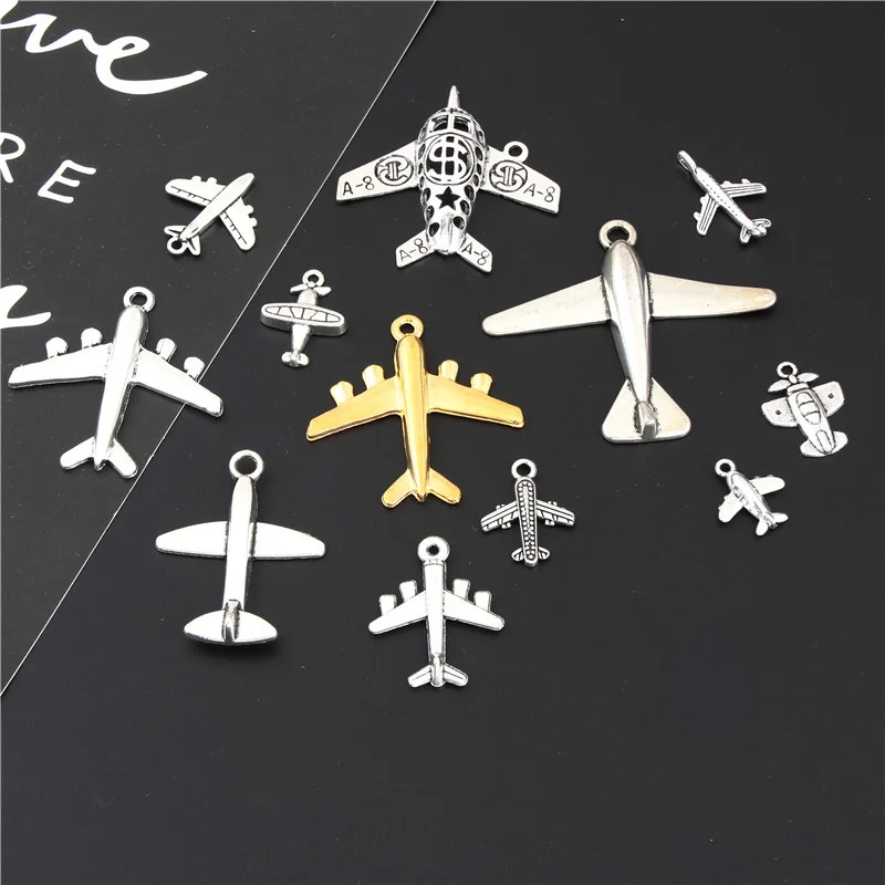 10 шт покрытые серебром Цвет самолет подвеска в виде вертолета ожерелье Fly