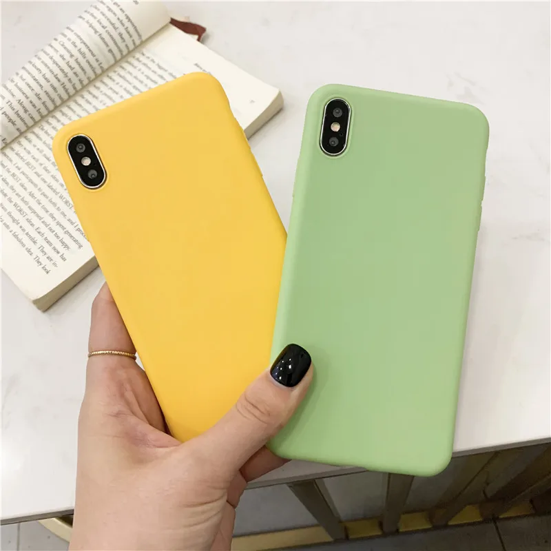 Одноцветные силиконовые чехлы для пар iphone XR X XS Max 6 6S 7 8 Plus чехол телефона милый