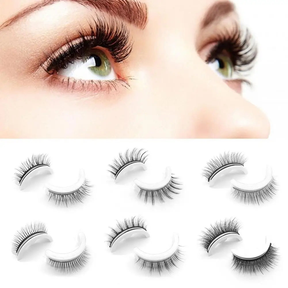 

Self-Adhesive False Eyelashes 3D Faux Fake Eyelashes 100 Handmade Dramatic Thick False Eyelashes Nature Fluffy Long Soft Reus