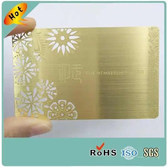 Gold plated brushed finish custom metal membership card