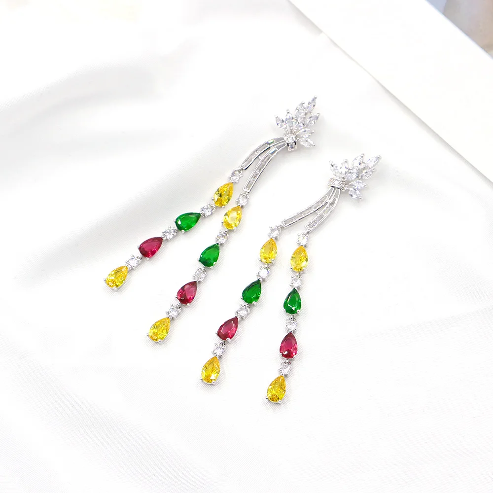 Длинные Цветочные каплевидные серьги с кисточками подарок на день рождения