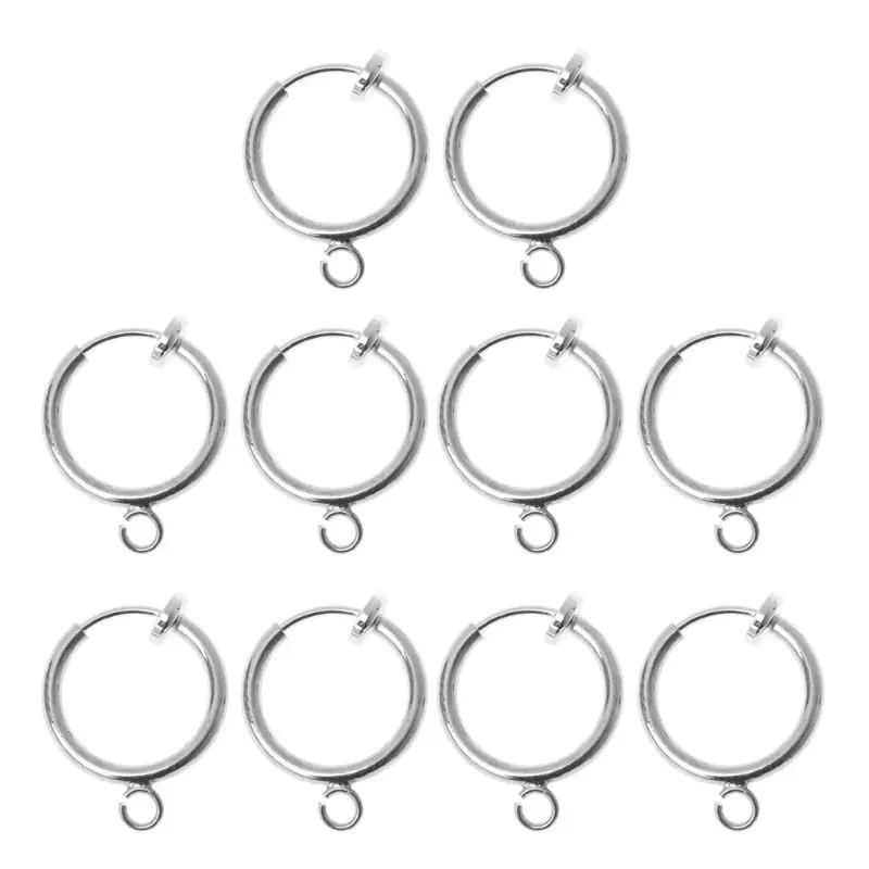 

10Pcs Brass Round Hoop Clip with Loop For Earring DIY Charms Jewelry Findings 85LB